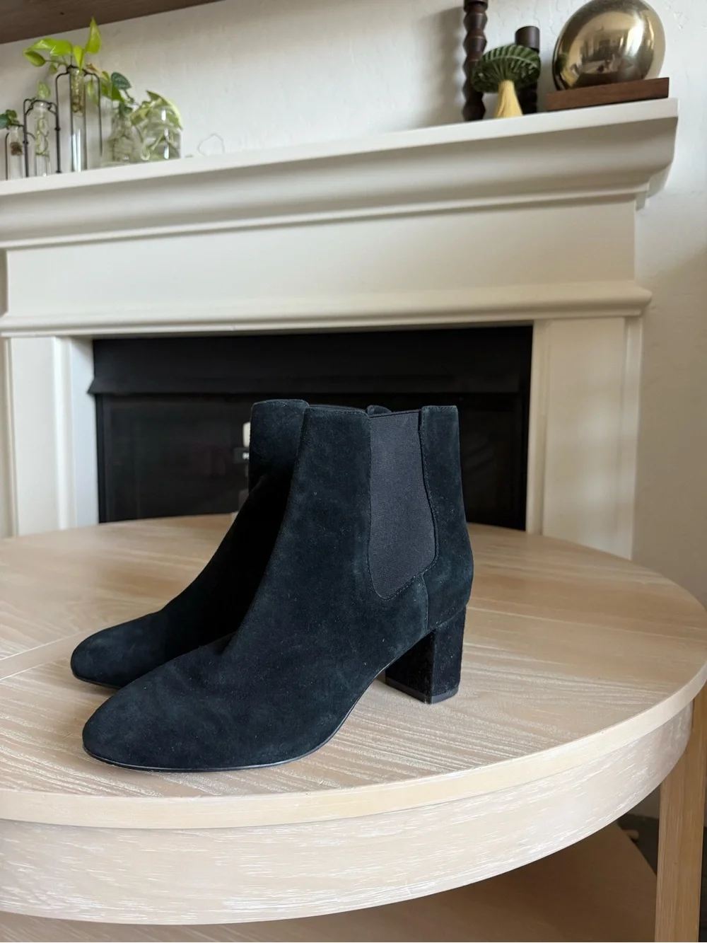 J. Crew|Black Suede leather Block Heel Chelsea Booties,slip on style•Fall staple